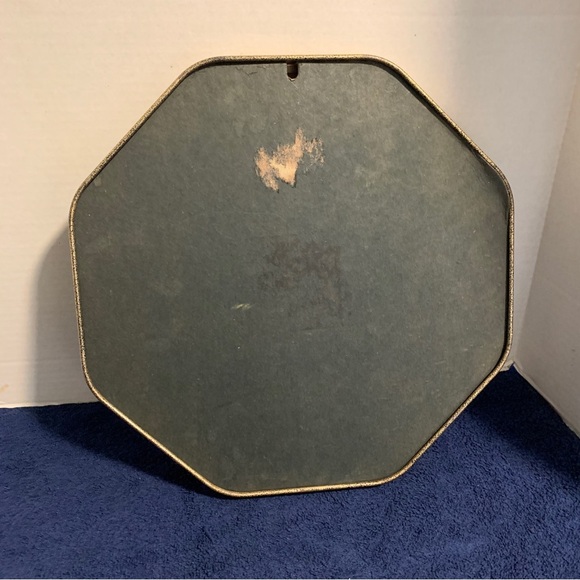 1960s MCM 12” Octagonal Sunshine Biscuit Tin Lid Child Dog Grandma’s Retro Decor - Picture 3 of 4